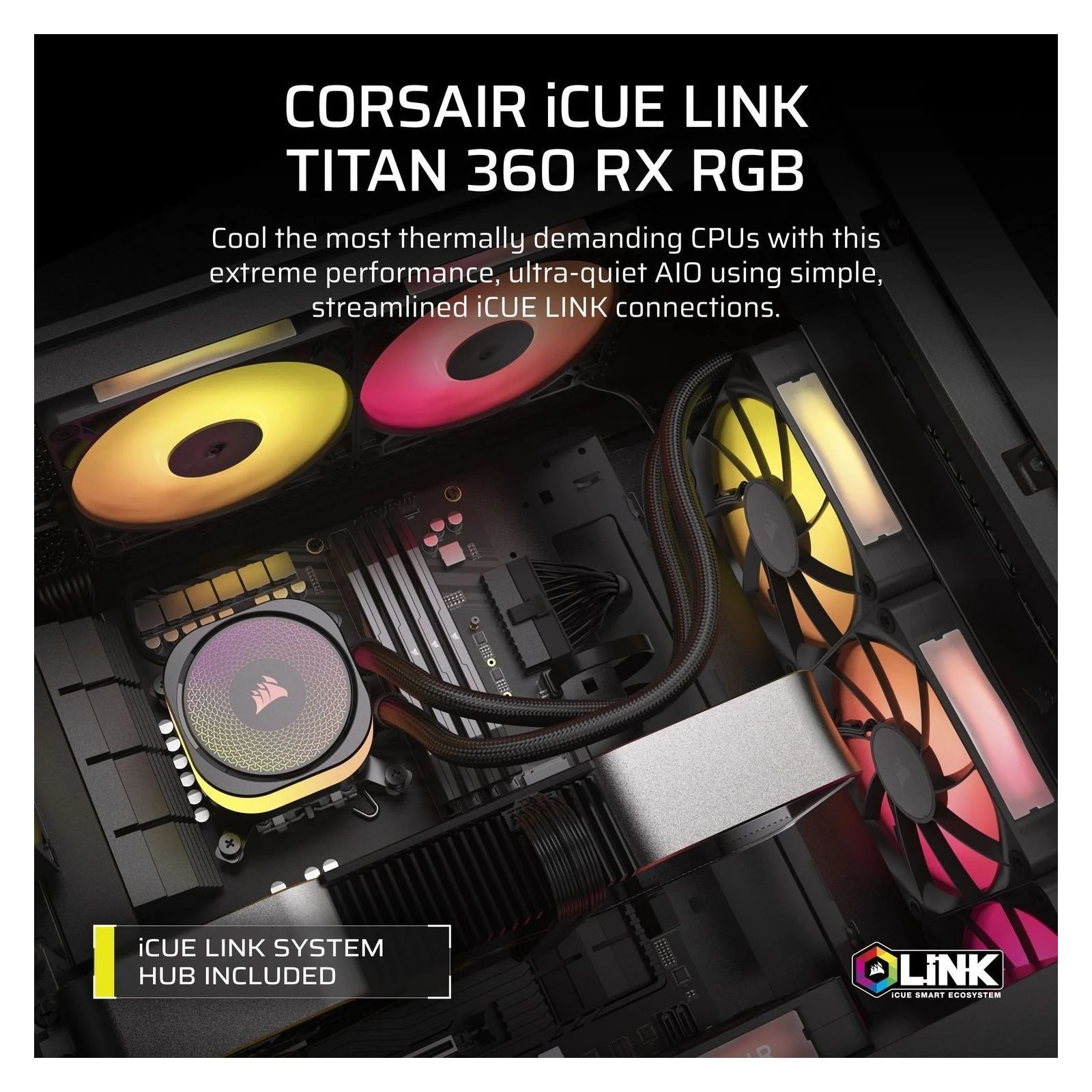 Система жидкостного охлаждения Corsair iCUE LINK TITAN 360 RX RGB (CW-9061018-WW) (UA) Количество вентиляторов 3