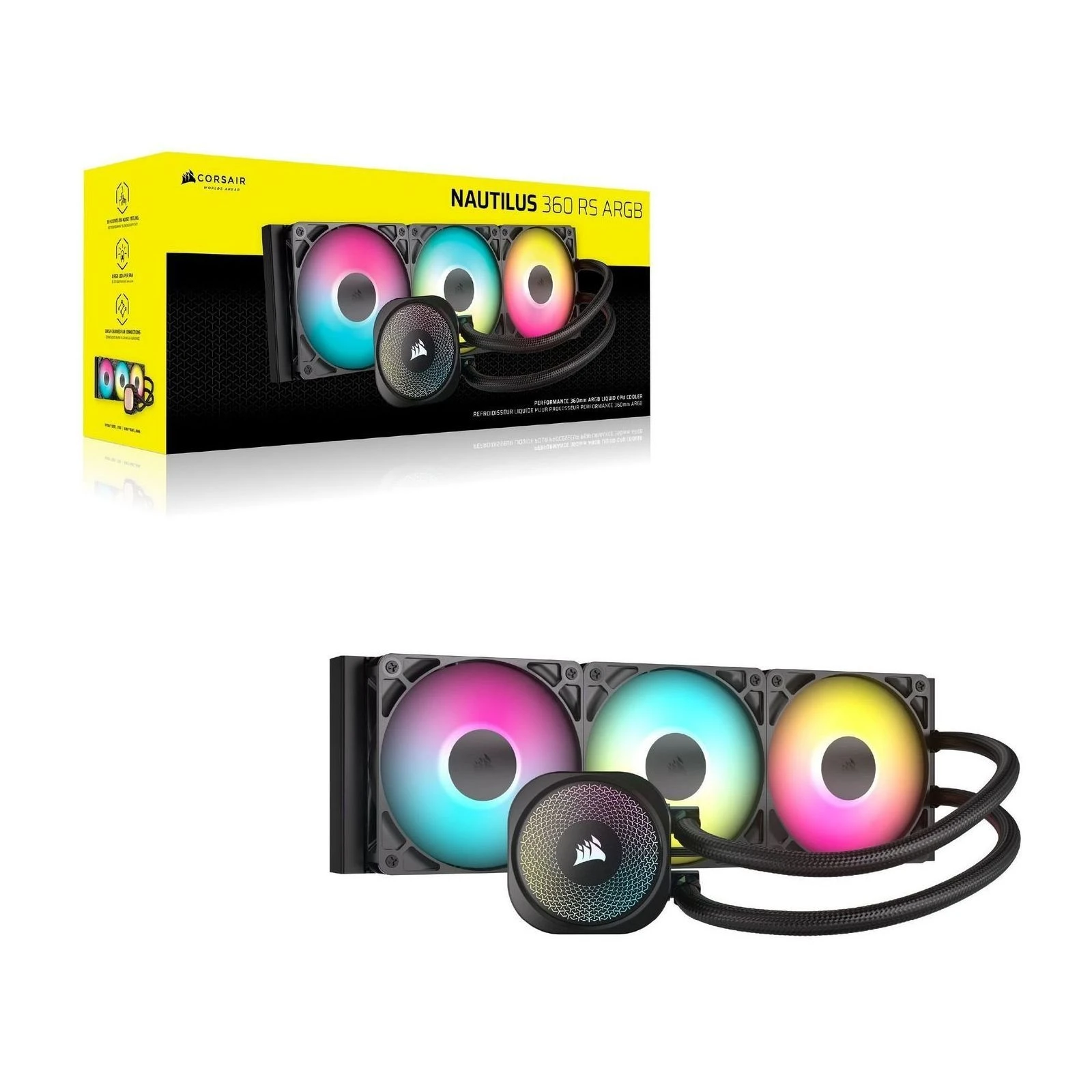 Система жидкостного охлаждения Corsair NAUTILUS 360 ARGB (CW-9060093-WW) (UA) ; Сокет: 1851, AM5, 1700, AM4; Количество