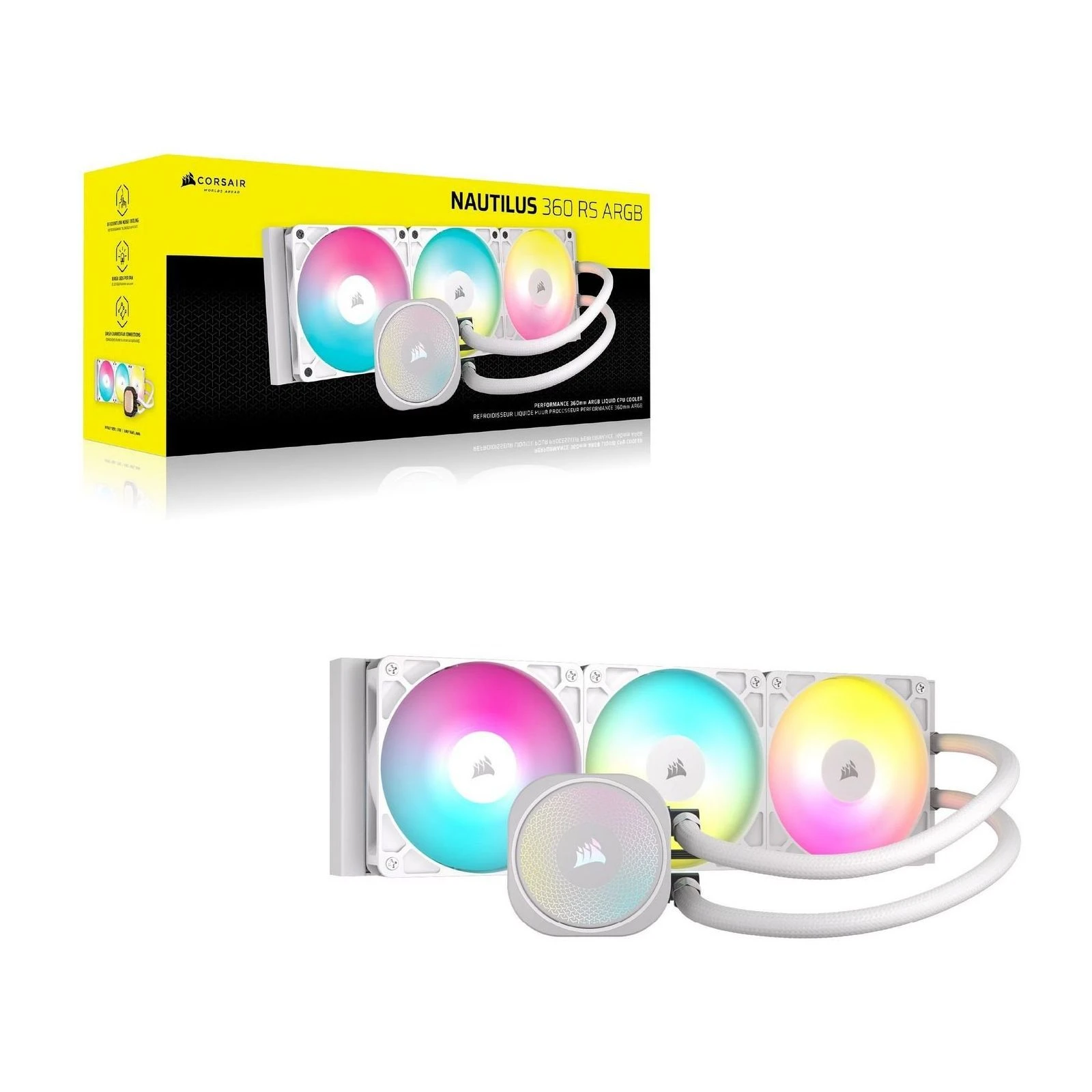 Corsair Nautilus 360 Argb White (CW-9060095-WW) Рідка охолодження (UA) ; Розетка: 1851, AM5, 1700, AM4; Кількість