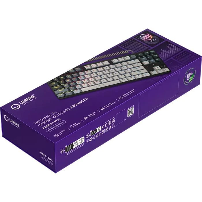 Lorgar Azar 514TKL RGB Mechanical USB UA White/Grey (LRG-GK514TKL-WH-UA) (UA) ; Конструкція: механічна; Тип
