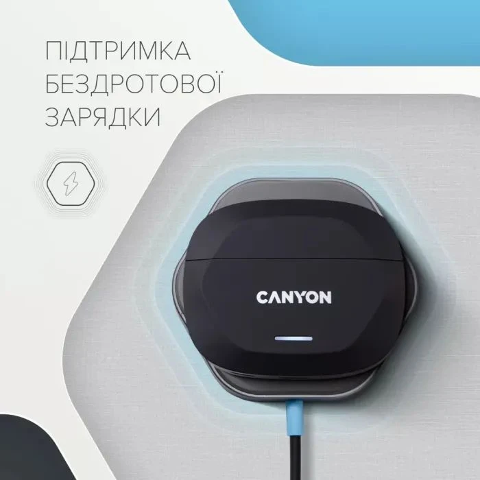 Навушники Canyon Hexagon 7 TWS ANC+ENC Wireless Charge Black/Yellow (CNS-TWS7BY) (UA) ; Призначення: для телефону, для