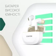 Навушники Canyon Hexagon 7 TWS ANC+ENC Wireless Charge White/Beige (CNS-TWS7WB) (UA)