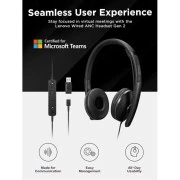 Навушники Lenovo Wired ANC Headset Gen 2 (Teams) Black (4XD1M45627) (UA)