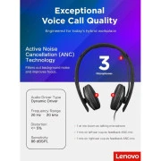 Навушники Lenovo Wired ANC Headset Gen 2 (Teams) Black (4XD1M45627) (UA)