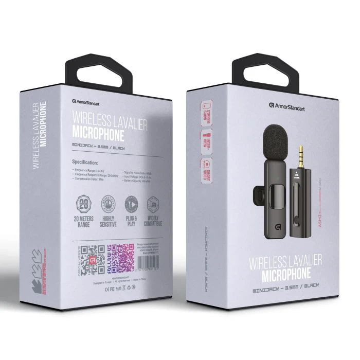 Armorstandart ASM3 mini-jack 3.5 мм Black (ARM80117) (UA) ; Назначение: петличный;