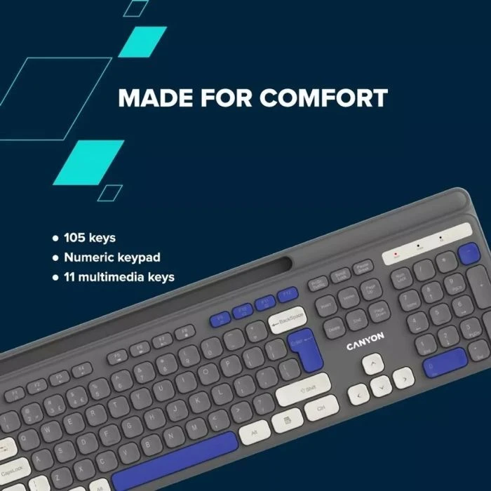 Canyon HKB-W03 Wireless UA Grey (CNS-HKBW03DG) (UA) ; Назначение: для ПК;