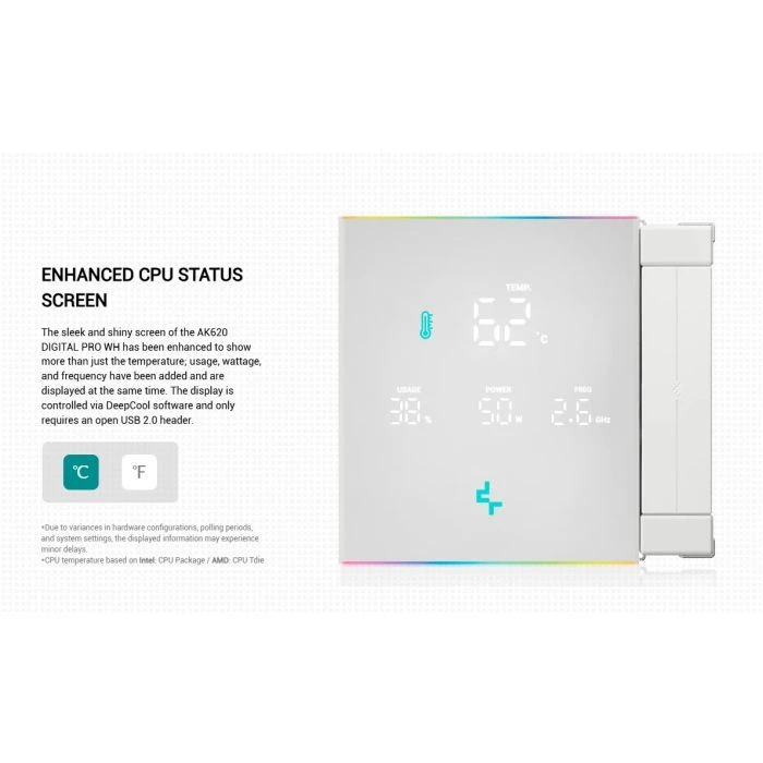 Кулер для процесора Deepcool AK620 Digital Pro White (R-AK620-WHAPMN-G) (UA) ; Сокет: 1851, 1156, 2011, 1152, 2011-3, AM5, 1700,