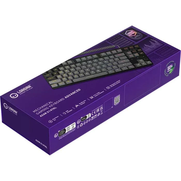 Lorgar Azar 514TKL RGB Mechanical USB UA Black/Grey (LRG-GK514TKL-BK-UA) (UA) ; Конструкція: механічна; Тип