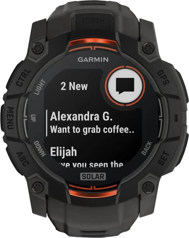 Смарт-годинники Garmin Instinct 3 50mm Solar Black with Charcoal Band (010-02935-00/40)