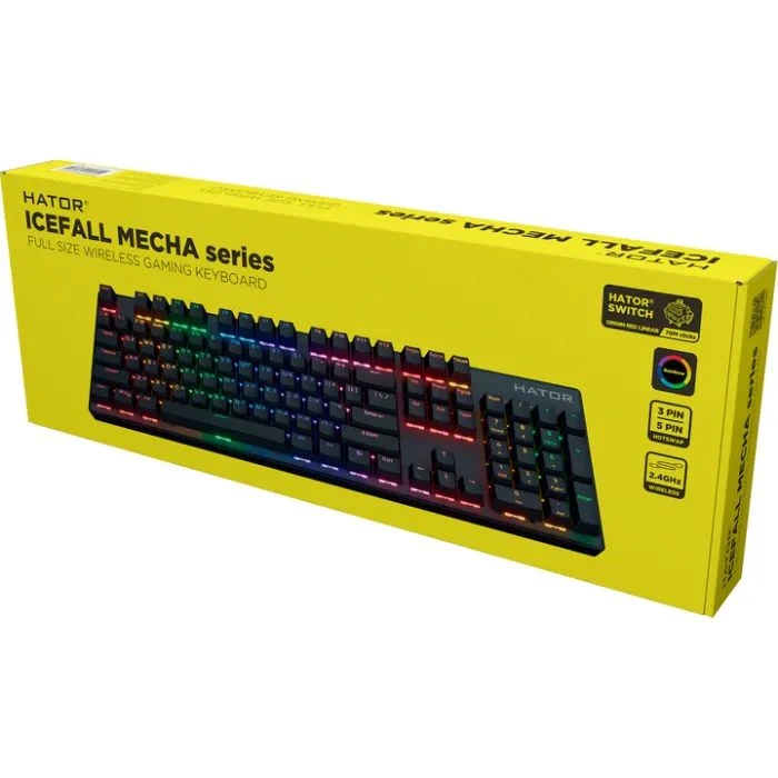 Hator Icefall Mecha Rainbow Wireless/USB Black (HTK204UA) (UA) ; Призначення: для ПК;