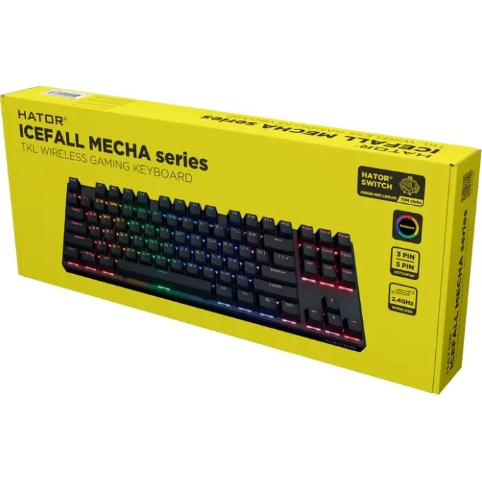 Hator Icefall Mecha TKL Rainbow Wireless/USB Black (HTK287UA) (UA) ; Призначення: для ПК;