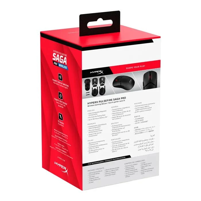 HyperX Pulsefire Saga Pro Wireless/Bluetooth Black (A2PB2AA) (UA) ; Назначение: для ноутбука;