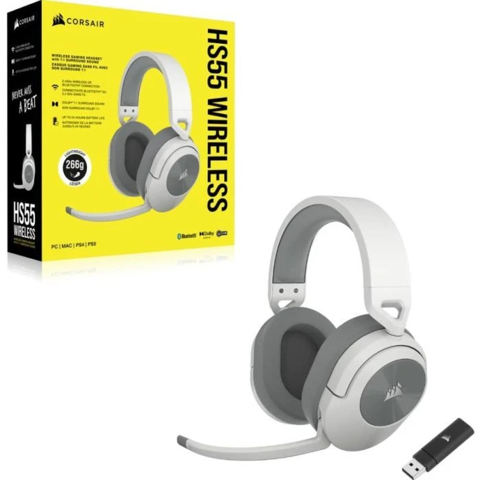 Corsair HS55 Wireless Gaming Dolby 7.1 White (CA-9011281-EU) (UA)