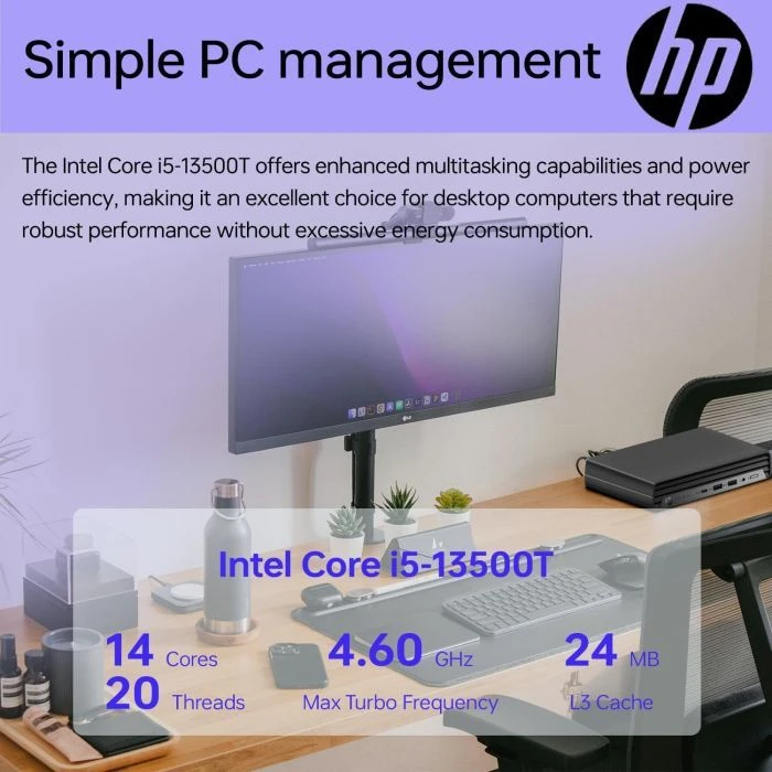 HP Pro 400 G9 Mini / i3-13100T, 8, 512, WiFi, кл+м (885G3EA) (UA)