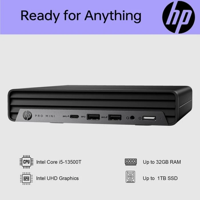 HP Pro 400 G9 Mini / i3-13100T, 8, 512, WiFi, кл+м, Win11P (884V0EA) (UA)