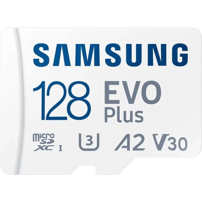 Samsung 128 GB microSDXC Class 10 UHS-I U3 V30 A2 EVO Plus+SD Adapte (MC128SA/EU) (UA) ; Объем памяти: 128 ГБ; Класс карты: