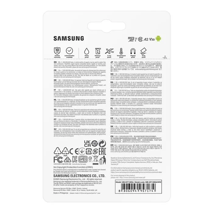Samsung 256GB microSDXC class 10 UHS-I U3 V30 Pro Endurance (MB-MJ256KA/EU) (UA) ; Объем памяти: 256 ГБ; Класс карты: