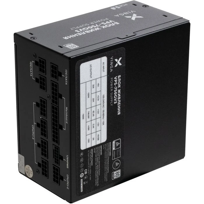Vinga 750W (VPS-750GV3) (UA) ; Стандарт БП: ATX; Потужність: 750