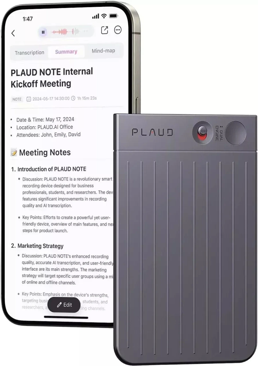 PLAUD Note ChatGPT Empowered AI Voice Recorder Black (NB-100-BL) Бренд: PLAUD; Поддержка форматов
