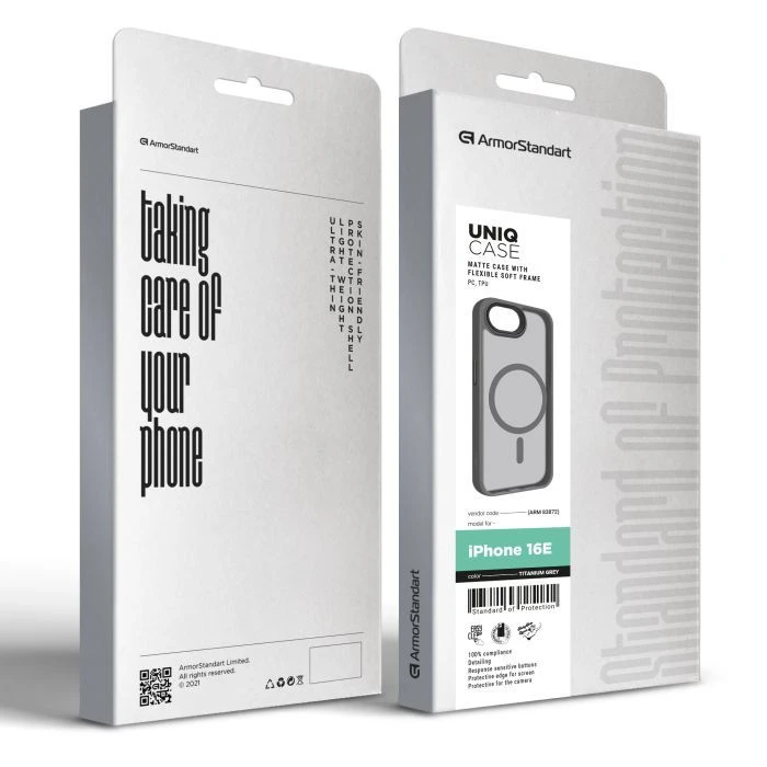 Чохол для мобільного телефону Armorstandart Uniq MagSafe Apple iPhone 16e Titanium Grey (ARM83872) (UA) ; з моделями: Apple iPhone 16e;