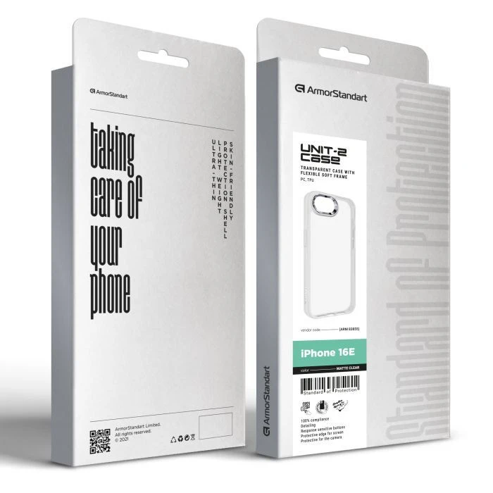Чохол для мобільного телефону Armorstandart UNIT2 Apple iPhone 16e Matte Clear (ARM83855) (UA) ; з моделями: Apple iPhone 16e;
