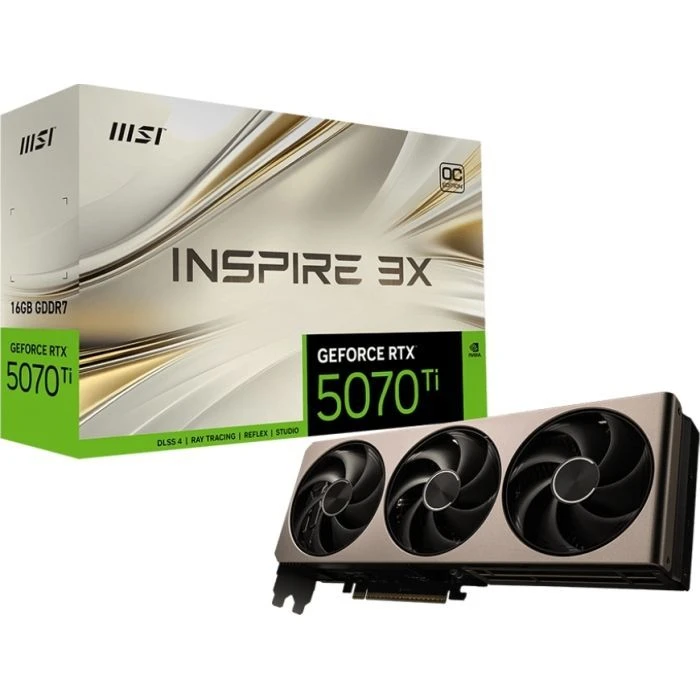 MSI GeForce RTX5070 Ti 16GB INSPIRE 3X OC (RTX 5070 Ti 16G INSPIRE 3X OC) (UA) ; Форм-фактор: стандартний;