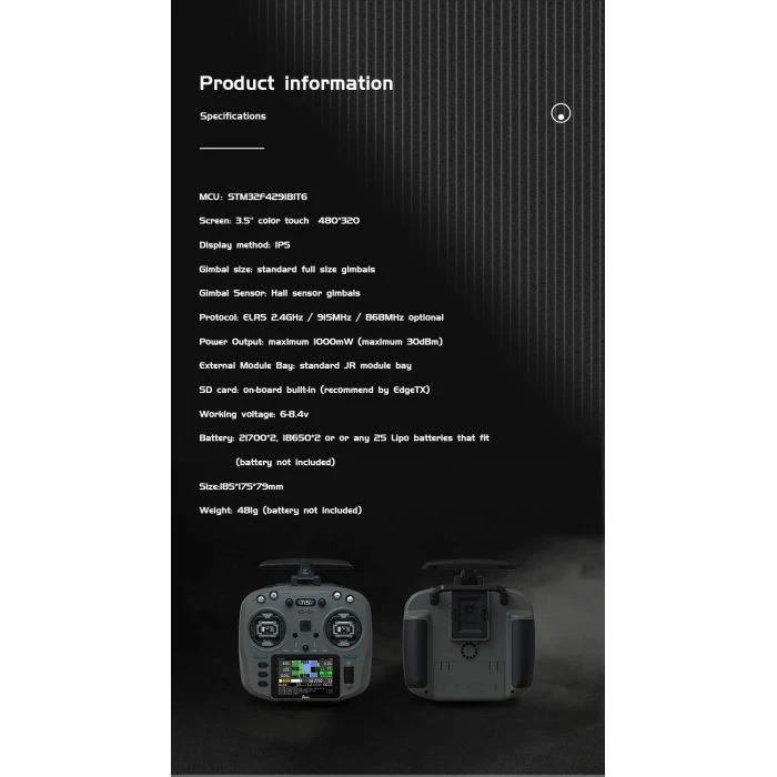 Пульт управління для дрона Jumper T15 VS-M HALL ELRS 915MHz (C10129) (UA) ; Робочі частоти пульта: 2.4 GHz;