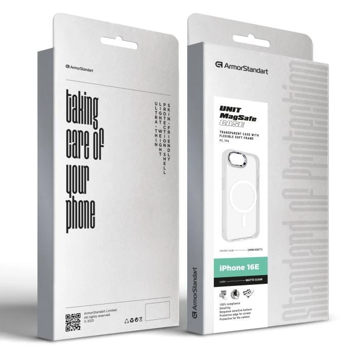 Чехол для мобильного телефона Armorstandart Unit MagSafe Apple iPhone 16e Matte Clear (ARM83877) (UA) ; с моделями: Apple iPhone 16e;