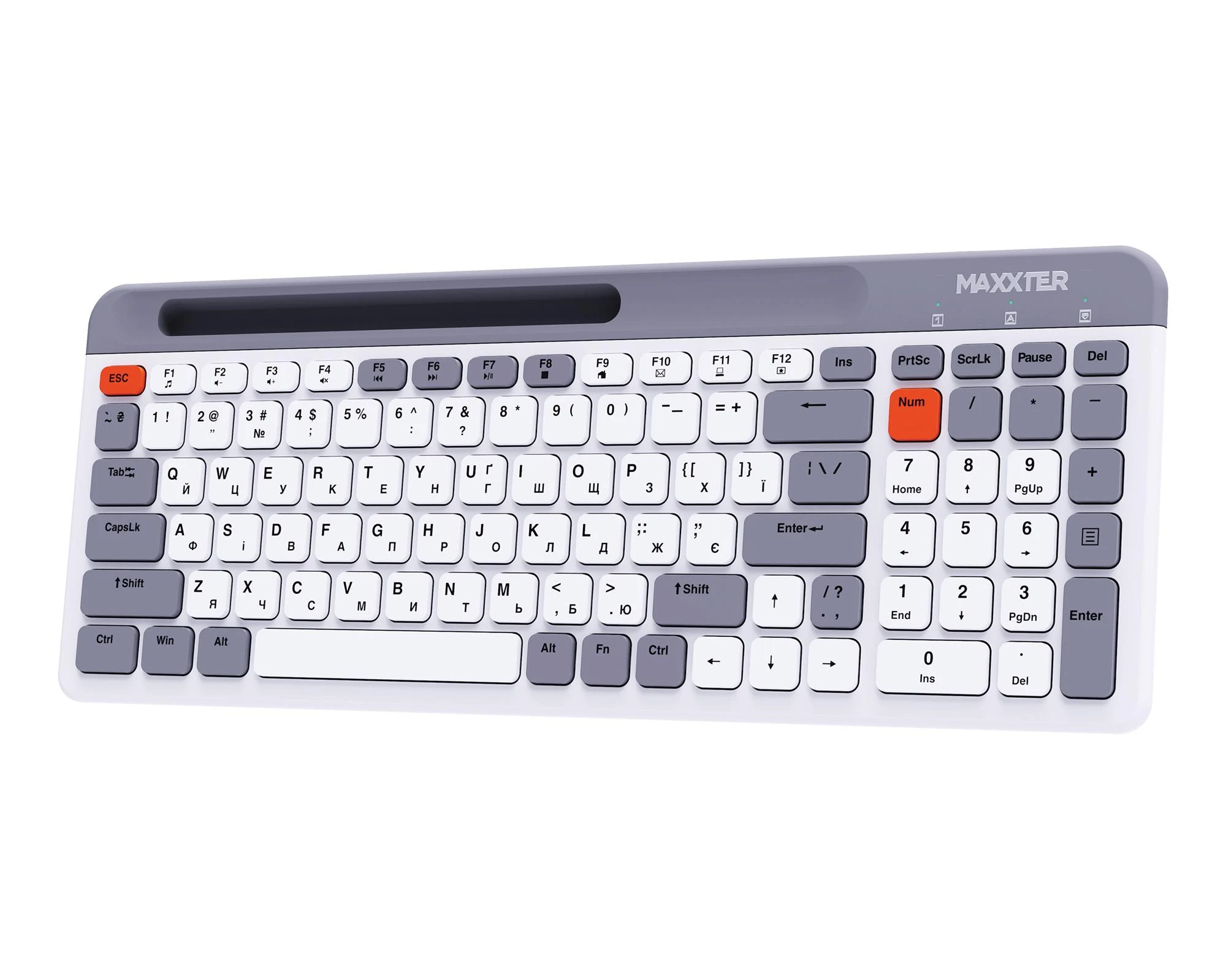 Maxxter KBW-02G-UA Тип клавиш: ножничные; Цифровой