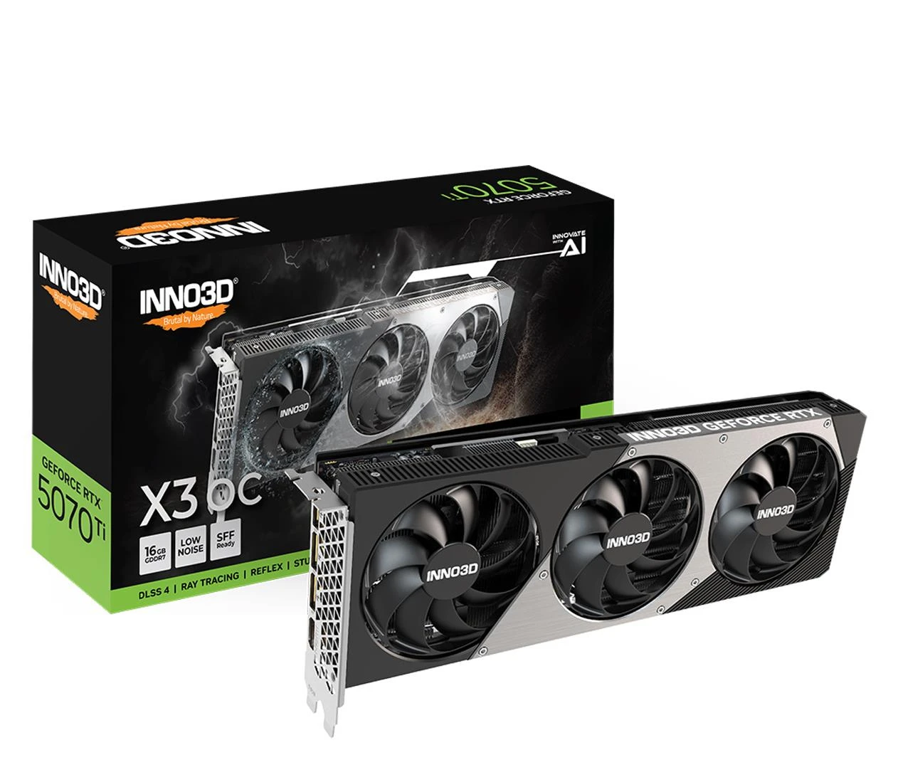 INNO3D GeForce RTX 5070 Ti X3 OC 16GB GDDR7 DLSS4 (N507T3-16D7X-176068N) EU Серія відеокарт: GeForce RTX 50;