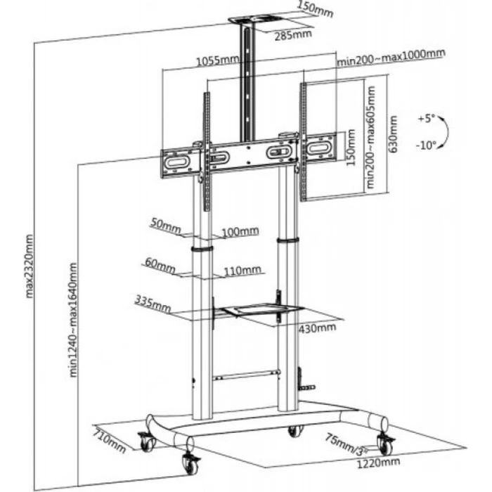 Стойка презентационная Gembird TVS-100T-02 (UA) Основные характеристики;