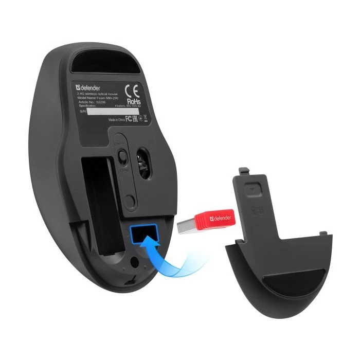 Defender Feam MM-296 Wireless Black (52296) (UA) Основні характеристики;