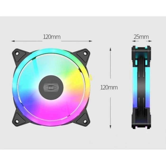 Кулер для корпусу PcCooler F3 T120 ARGB BK (UA) ; Діаметр вентиляторів: 120 мм; Тип