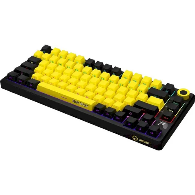 Lorgar KBP7075W Pro RGB Wireless/Bluetooth/USB UA Black/yellow (LRG-KBP7075W-YL-US) (UA) ; Конструкція: механічна; Тип