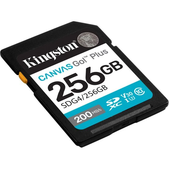 Kingston 256GB SDXC class 10 UHS-I U3 V30 Canvas Go Plus G4 (SDG4/256GB) (UA) ; Обсяг пам'яті: 256 ГБ; Клас карти: