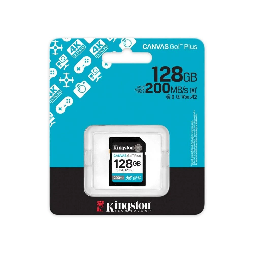 Kingston 128 GB SDXC Canvas Go! Plus UHS-I U3 V30 Class 10 (SDG4/128GB) (UA) Бренд: Kingston; Обсяг пам'яті, ГБ: 128;