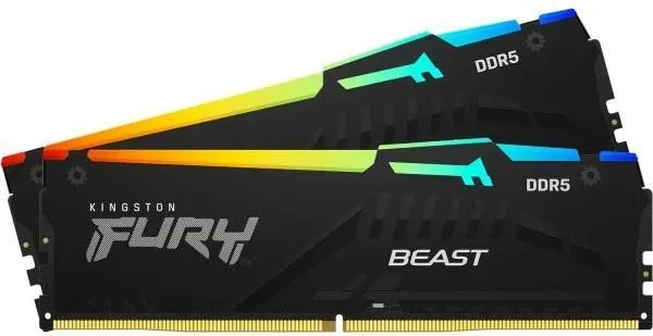 Kingston FURY 64 GB (2x32GB) DDR5 6000 MHz Beast Black RGB EXPO (KF560C36BBE2AK2-64) (UA) Бренд: Kingston FURY; Назначение: