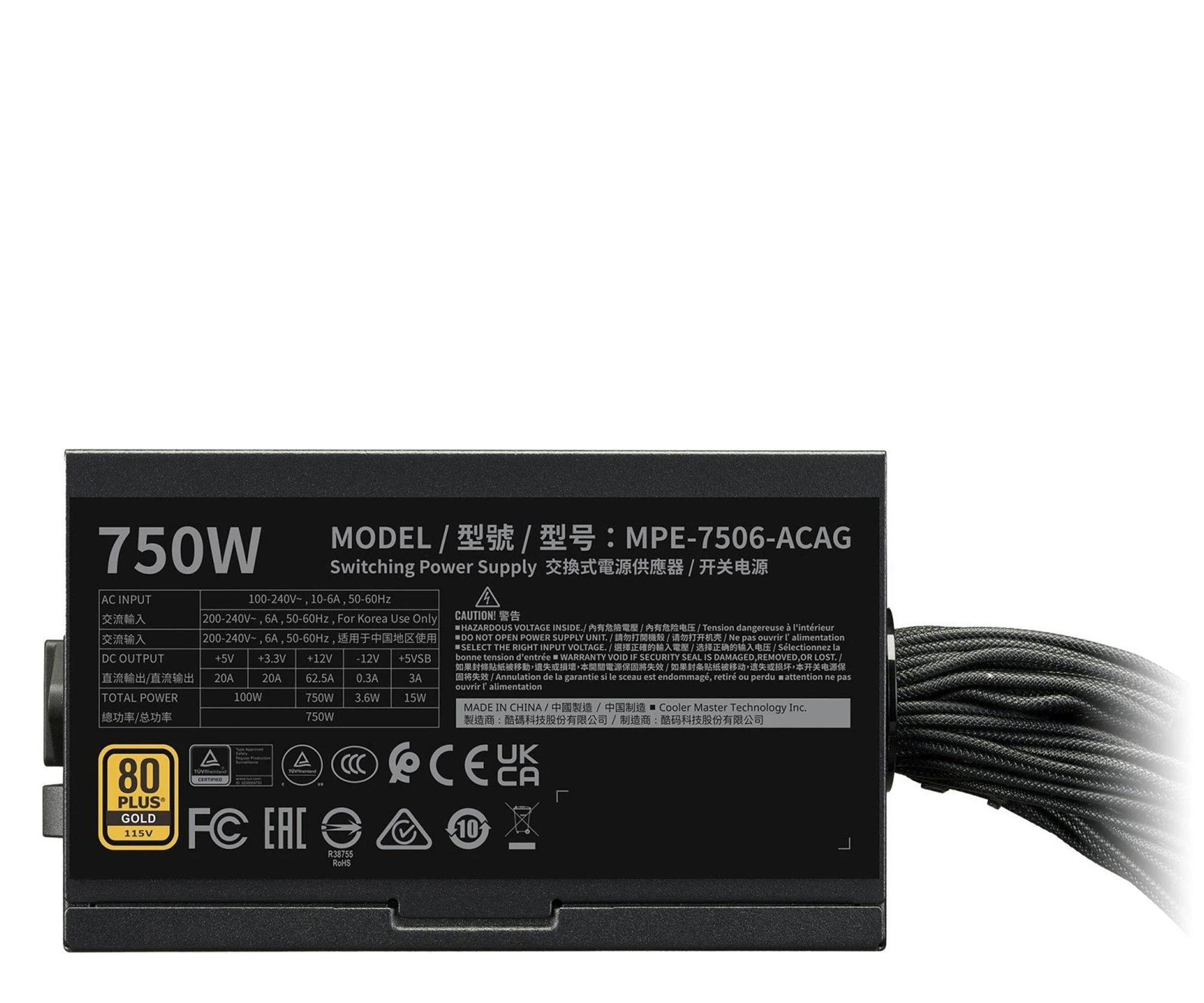 Cooler Master MWE GOLD V3 750W 80 PLUS Gold ATX 3.1 (MPE-7506-ACAG-BEU) EU