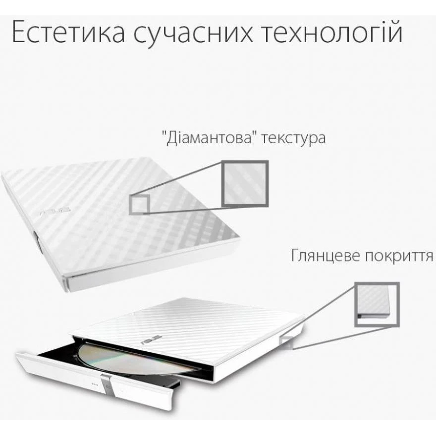 DVD-RW ASUS SDRW-08D2S-U LITE/WHT/G/AS (90-DQ0436-UA221KZ) (UA) Бренд: ASUS; Тип виконання: