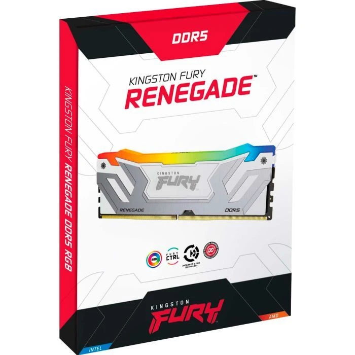 DDR5 48GB (2x24GB) 8800 MHz Renegade RGB White/Silver Kingston Fury (ex.HyperX) (KF588CU42RWAK2-48) (UA) ; Об'єм пам'яті: 48 Гб; Кількість