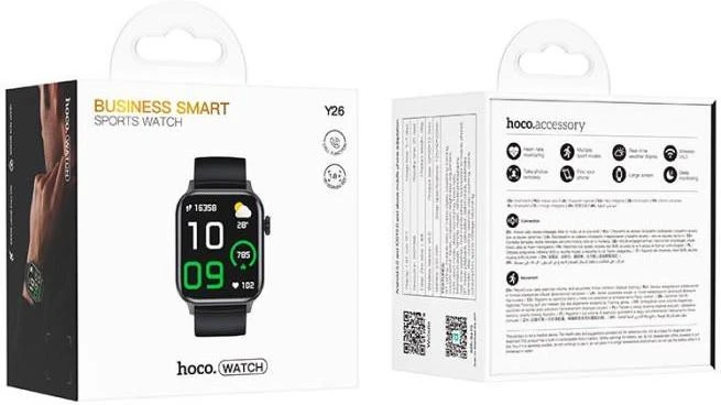 Смарт-годинники Hoco Y26 Black (6942007645416) (UA) Бренд: Hoco; iOS: є; Android: є;