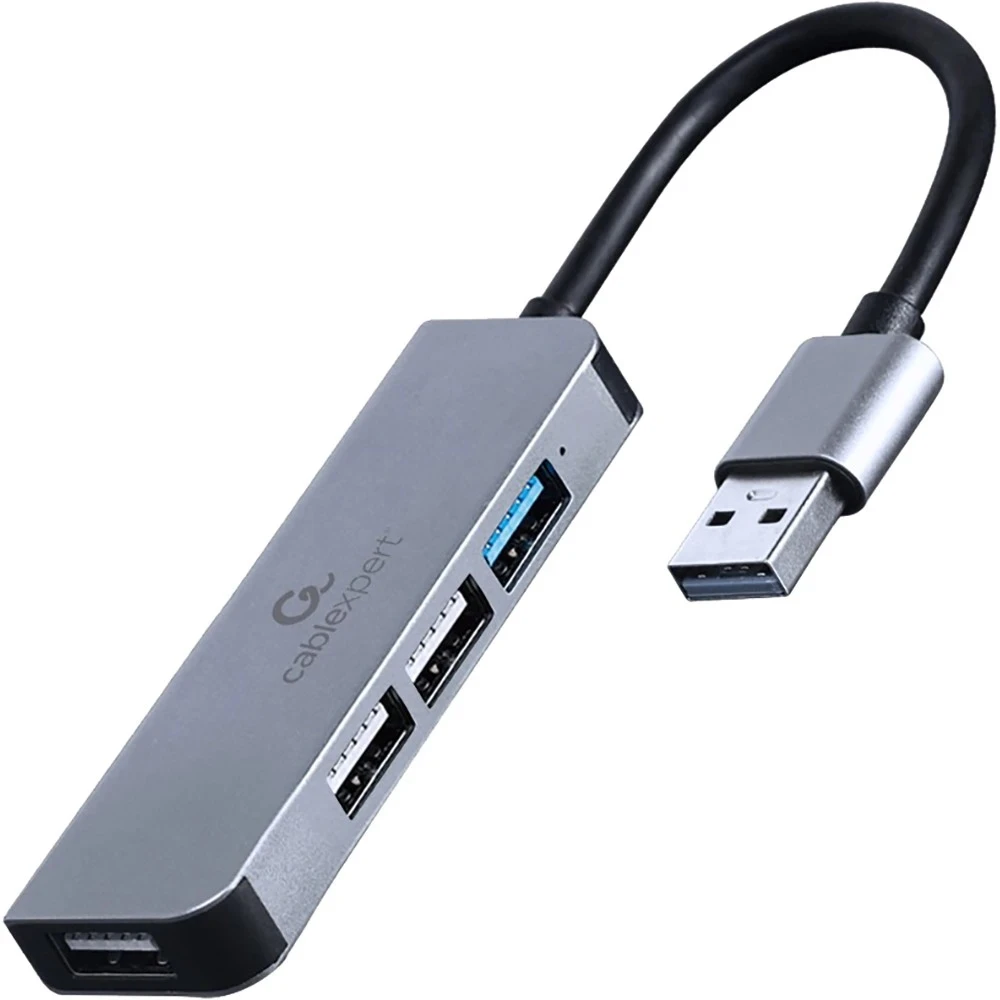 USB-хаб Cablexpert 4 порти Сірий (UHB-U3P1U2P3-01)