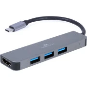 USB-хаб Cablexpert USB Type-C Сірий 3-в-1 (A-CM-COMBO2-01)