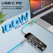 USB-хаб Promate TransHub-Go USB Type-C 9-в-1 Сірий