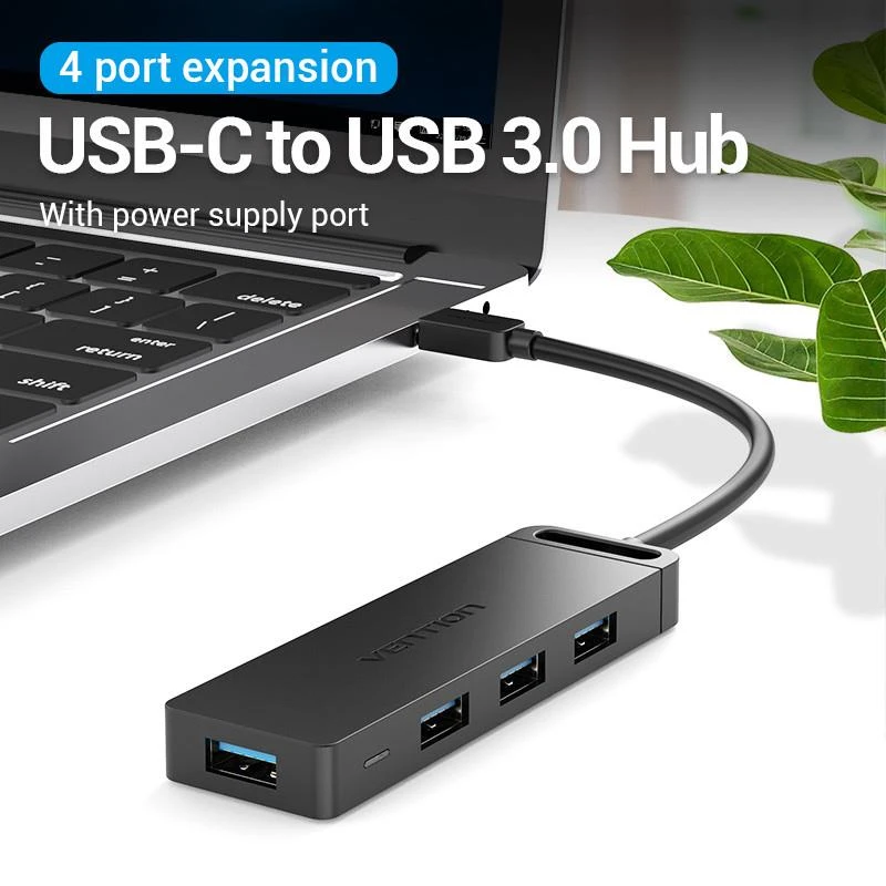 USB-хаб Vention TGKBB 4 порти Чорний Тип: USB-хаб; Форм-фактор: