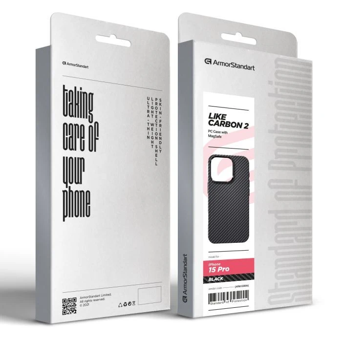 Чехол для мобильного телефона Armorstandart LikeCarbon2 MagCase для Apple iPhone 15 Pro Black (ARM83806) (UA) ; с моделями: Apple iPhone 15 Pro;