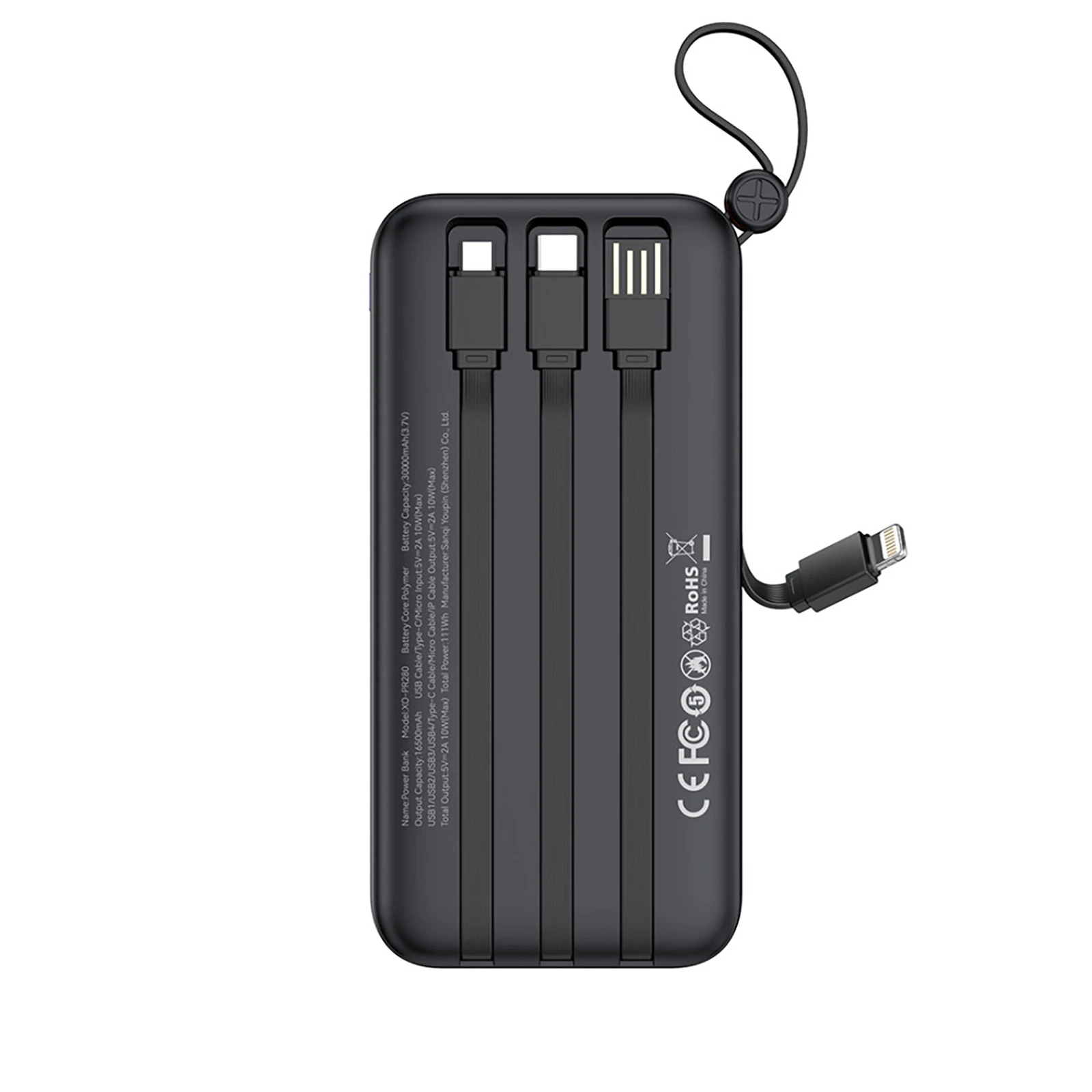 XO PR280 30000mAh 10W Black (PR280.black) Ємність: 30000 мА / год; Технологія: