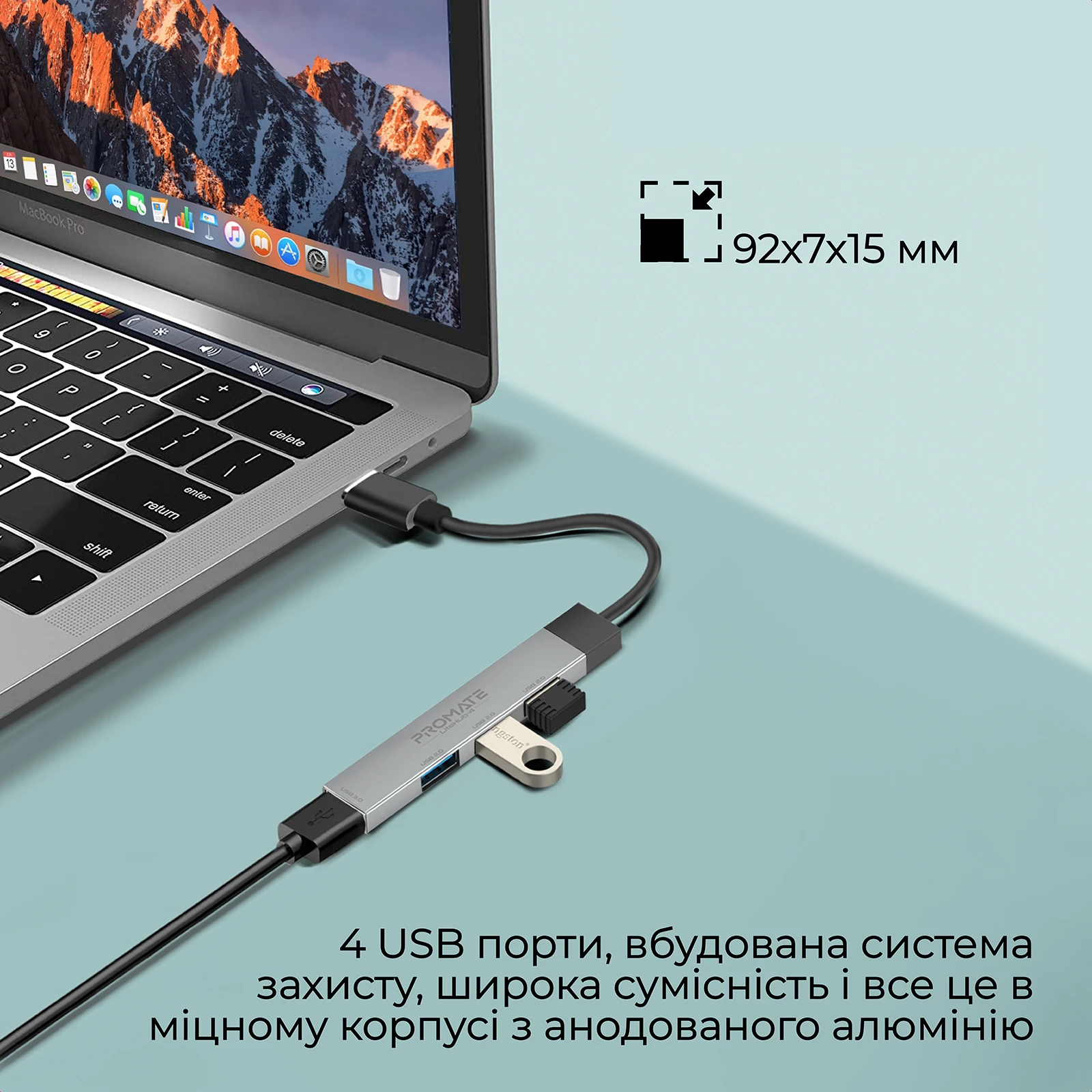 USB-хаб Promate LiteHub-4 USB Type-C Grey (litehub-4.grey) Тип: USB-хаб; Форм-фактор: внешний;