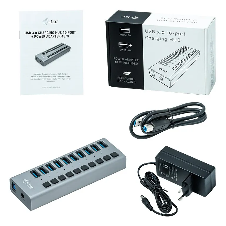 i-Tec USB 3.0 Charging HUB 10 port Plus Power Adapter 48 W (U3CHARGEHUB10) Тип: USB-хаб / Виконання: зовнішній
