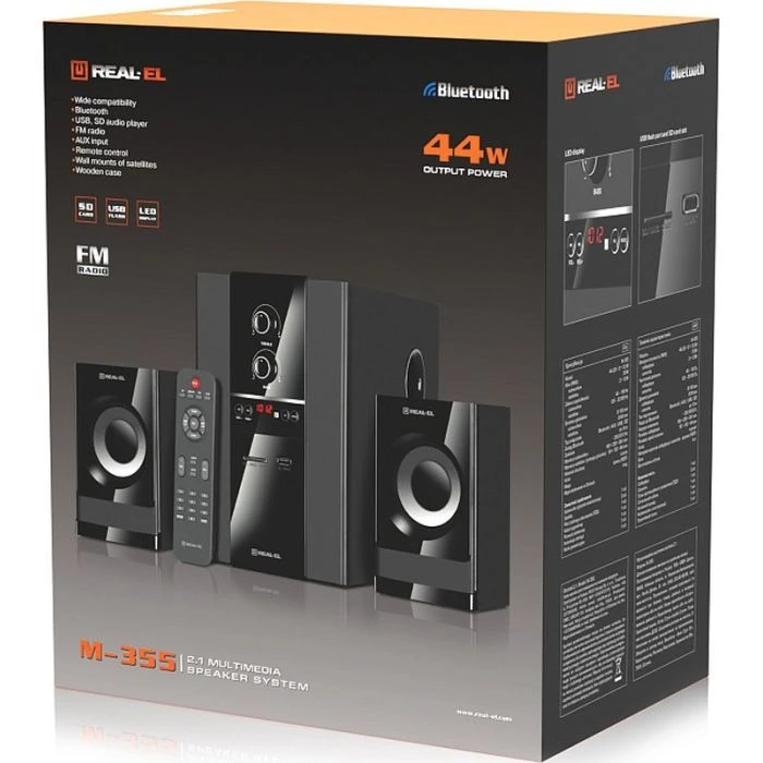 REAL-EL M-355 Black (EL121300015) (UA) ; Підключення: дротове,